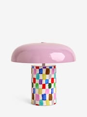 Eleanor Bowmer Pink Check USB Rechargeable Table Lamp - Image 5 of 6