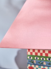 Eleanor Bowmer Pink Square Ceramic Icons Table Lamp - Image 3 of 6
