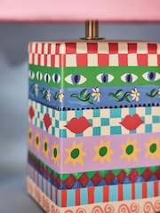 Eleanor Bowmer Pink Square Ceramic Icons Table Lamp - Image 4 of 6