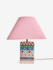 Eleanor Bowmer Pink Square Ceramic Icons Table Lamp - Image 6 of 6