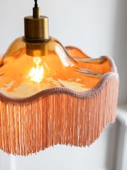 Rockett St George Amber Orange Fringe Glass Pendant Light - Image 3 of 4
