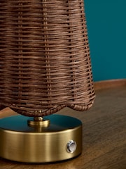 Clarke and Clarke Rattan/Brass Isla Rechargeable Wireless Touch Lamp - Image 4 of 7