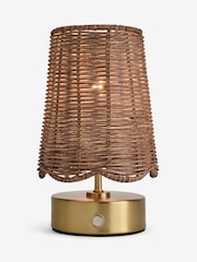 Clarke and Clarke Rattan/Brass Isla Rechargeable Wireless Touch Lamp - Image 5 of 7
