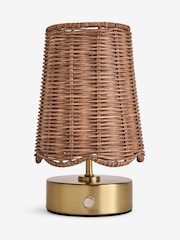 Clarke and Clarke Rattan/Brass Isla Rechargeable Wireless Touch Lamp - Image 6 of 7