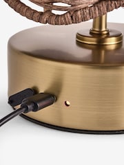 Clarke and Clarke Rattan/Brass Isla Rechargeable Wireless Touch Lamp - Image 7 of 7