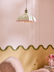 Cath Kidston Pink/Cream Ceramic Folded Ceiling Pendant - Image 1 of 6