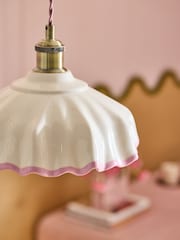 Cath Kidston Pink/Cream Ceramic Folded Ceiling Pendant - Image 4 of 6