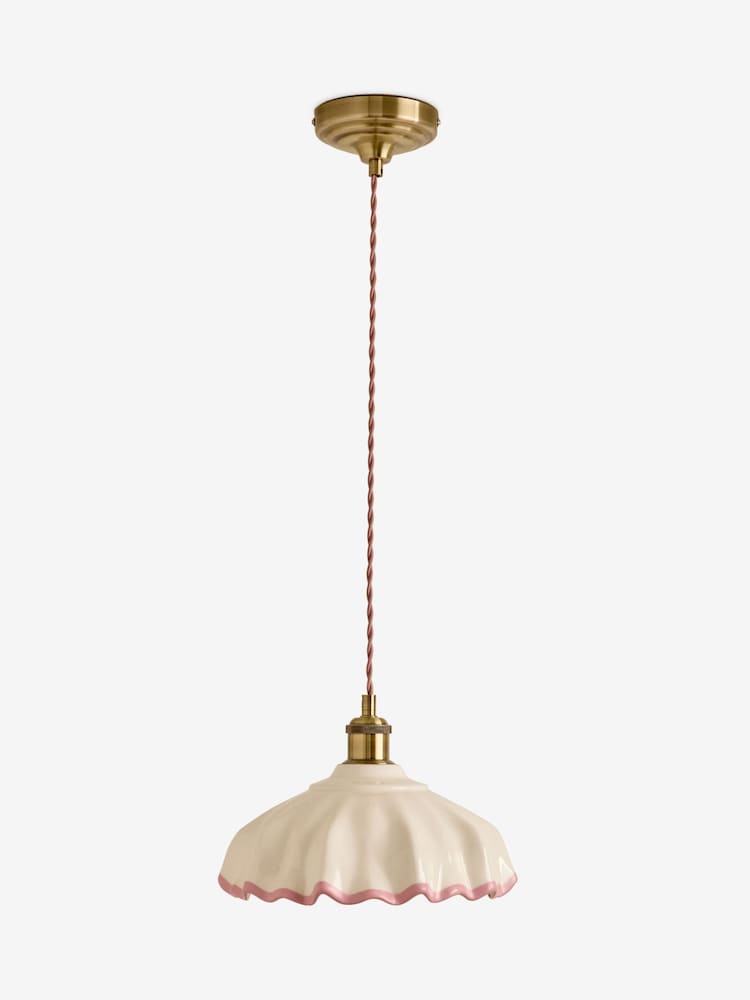 Cath Kidston Pink/Cream Ceramic Folded Ceiling Pendant - Image 6 of 6