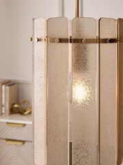 Lipsy Champagne Gold Crackle Glass Pendant Light - Image 2 of 4