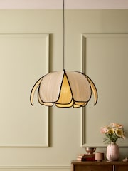 Nina Campbell Cream/Black Petalum Floral Pendant Light - Image 1 of 4