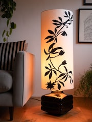 Rockett St George Black/White Flower Print Silhouette Block Floor Lamp - Image 2 of 4
