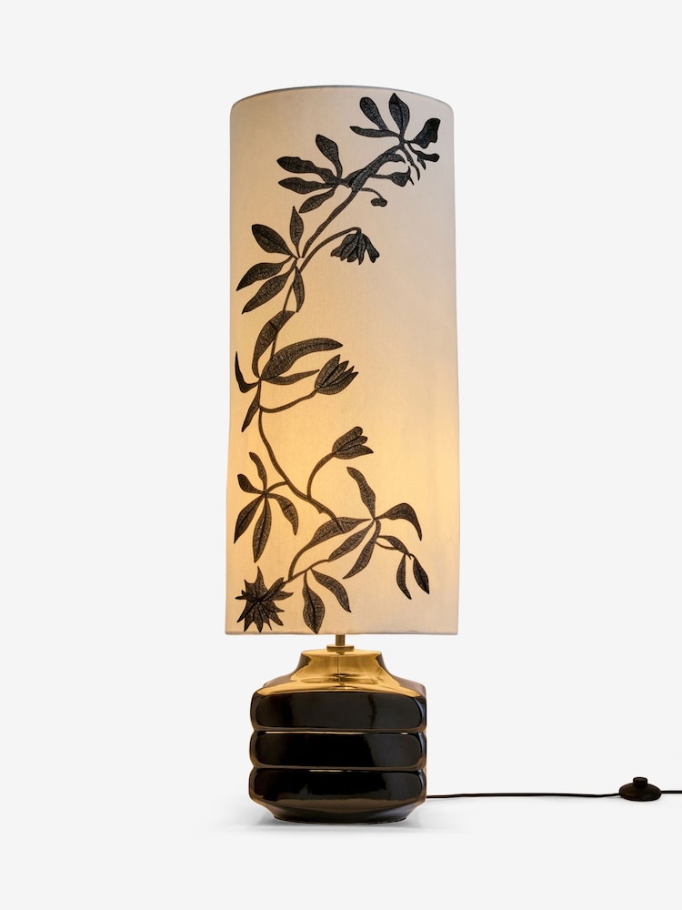 Rockett St George Black/White Flower Print Silhouette Block Floor Lamp - Image 4 of 4