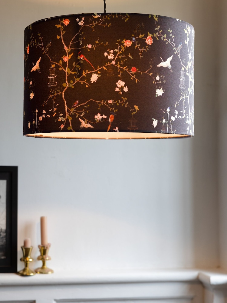 Rockett St George Black Chinoiserie Floral Easy Fit Ceiling Light - Image 1 of 4
