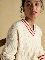 Joules Dibbly Cream Cotton Cable Knit Cricket Jumper - Image 5 of 9