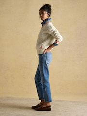 Joules Dibbly Cream Cotton Cable Knit Cricket Jumper - Image 6 of 9
