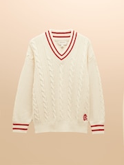 Joules Dibbly Cream Cotton Cable Knit Cricket Jumper - Image 9 of 9