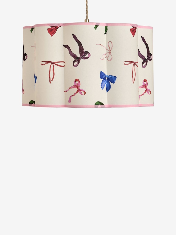 Eleanor Bowmer Pink Bow Print Scalloped Easy Fit Lamp Shade - Image 5 of 5