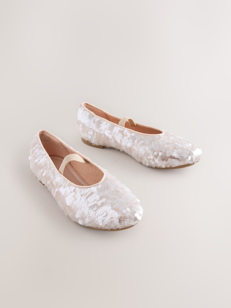 Ivory Sequin Ballet Shoes - Image 1 of 5