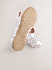 Ivory Sequin Ballet Shoes - Image 4 of 5