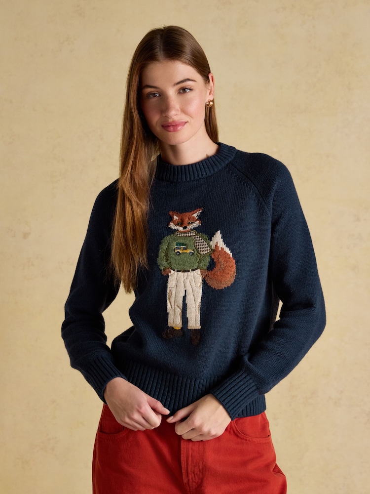 Joules Jonty 4x4 Intarsia Cotton-Rich Crew Neck Jumper - Image 1 of 8 Joules Jonty 4x4 Intarsia Cotton-Rich Crew Neck Jumper - Image 1 of 8