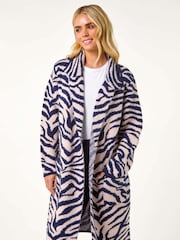 Roman Blue Petite Animal Print Knit Coatigan - Image 4 of 5