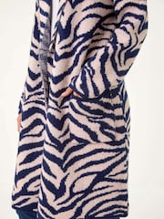 Roman Blue Petite Animal Print Knit Coatigan - Image 5 of 5