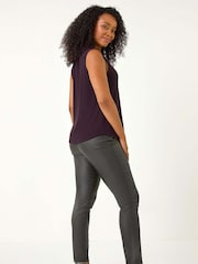 Roman Purple Petite Stretch Sparkle Trim Top - Image 4 of 5