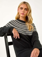 Roman Black Petite Knit Jumper Dress - Image 1 of 5