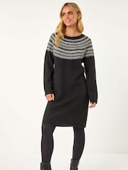Roman Black Petite Knit Jumper Dress - Image 2 of 5