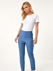 Roman Blue Petite Bengaline Stretch Trousers - Image 3 of 6