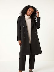 Roman Black Petite Double Breasted Coat - Image 2 of 5