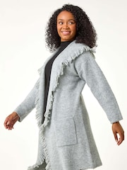 Roman Grey Petite Tassle Pocket Detail Cardigan - Image 1 of 6