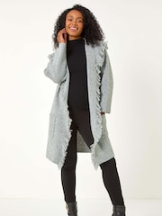 Roman Grey Petite Tassle Pocket Detail Cardigan - Image 3 of 6