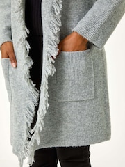 Roman Grey Petite Tassle Pocket Detail Cardigan - Image 6 of 6