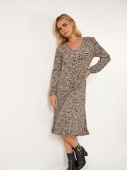 Roman Black Petite Plisse Animal Frill Dress - Image 3 of 6