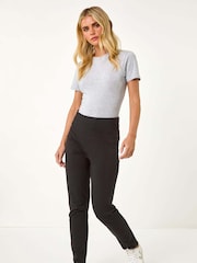 Roman Black Petite Elastic Waist Ponte Stretch Jeans - Image 3 of 6