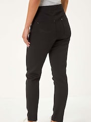 Roman Black Petite Elastic Waist Ponte Stretch Jeans - Image 4 of 6
