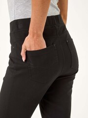 Roman Black Petite Elastic Waist Ponte Stretch Jeans - Image 6 of 6