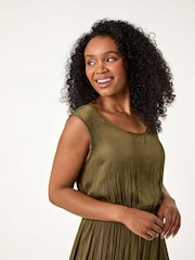 Roman Green Petite Crush Pleat Midi Dress - Image 5 of 6