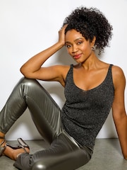 Roman Black Ribbed Shimmer Knit Vest - Image 1 of 5