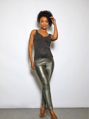 Roman Black Ribbed Shimmer Knit Vest - Image 3 of 5