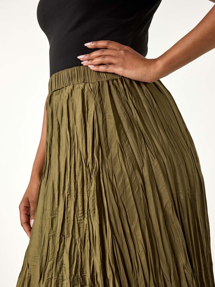 Roman Green Petite Crushed Pleated Skirt - Image 5 of 5 Roman Green Petite Crushed Pleated Skirt - Image 5 of 5