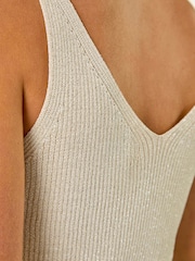 Roman Natural Ribbed Shimmer Knit Vest - Image 7 of 7