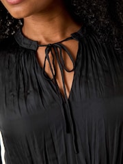 Roman Black Petite Crushed Pleat Tier Dress - Image 5 of 5