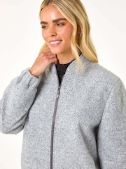 Roman Grey Petite Textured Bomber Style Jacket - Image 4 of 5