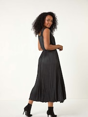 Roman Black Petite Crush Pleat Midi Dress - Image 3 of 5