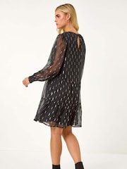 Roman Black Petite Metallic Jacquard Dress - Image 3 of 5