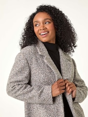 Roman Grey Petite Textured Boucle Coat - Image 1 of 5