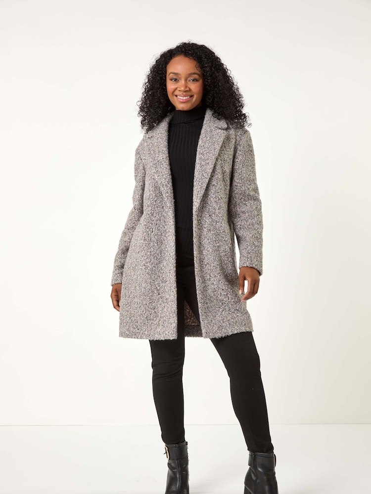 Roman Grey Petite Textured Boucle Coat - Image 2 of 5