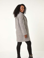 Roman Grey Petite Textured Boucle Coat - Image 3 of 5
